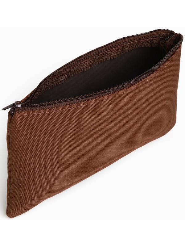 Косметичка-пенал на молнии, плоская, маленькая, коричневая