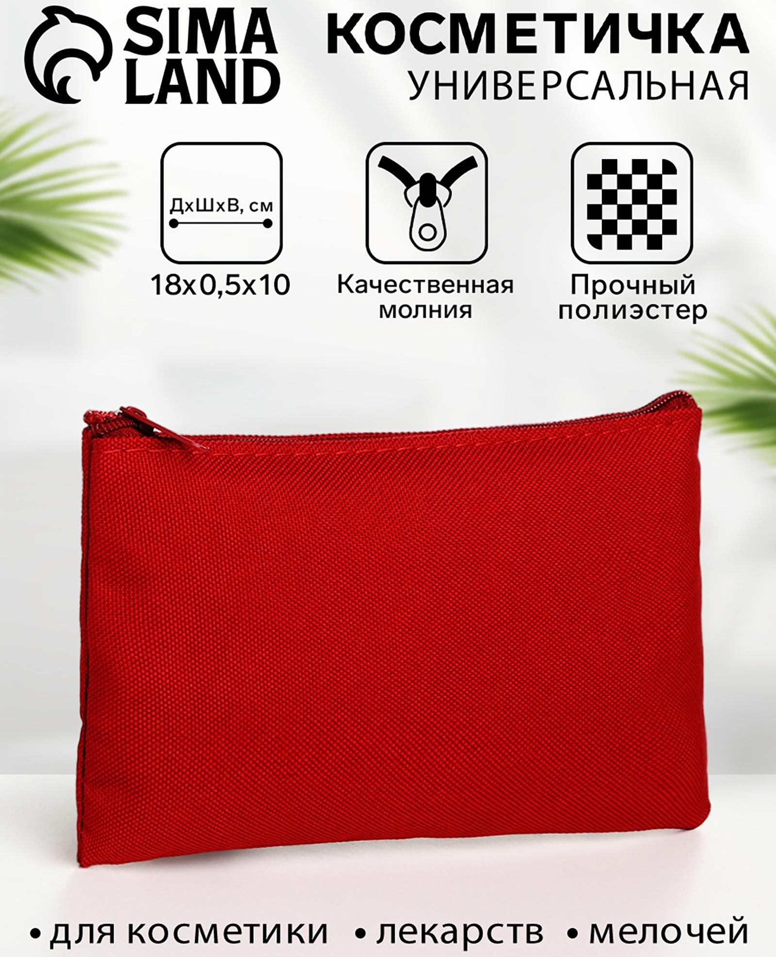 Косметичка-пенал на молнии, плоская, маленькая, бордовая