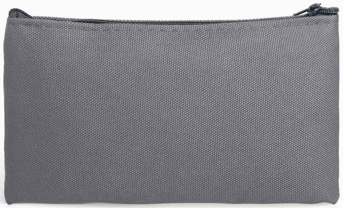 Косметичка-пенал на молнии, плоская, маленькая, серая