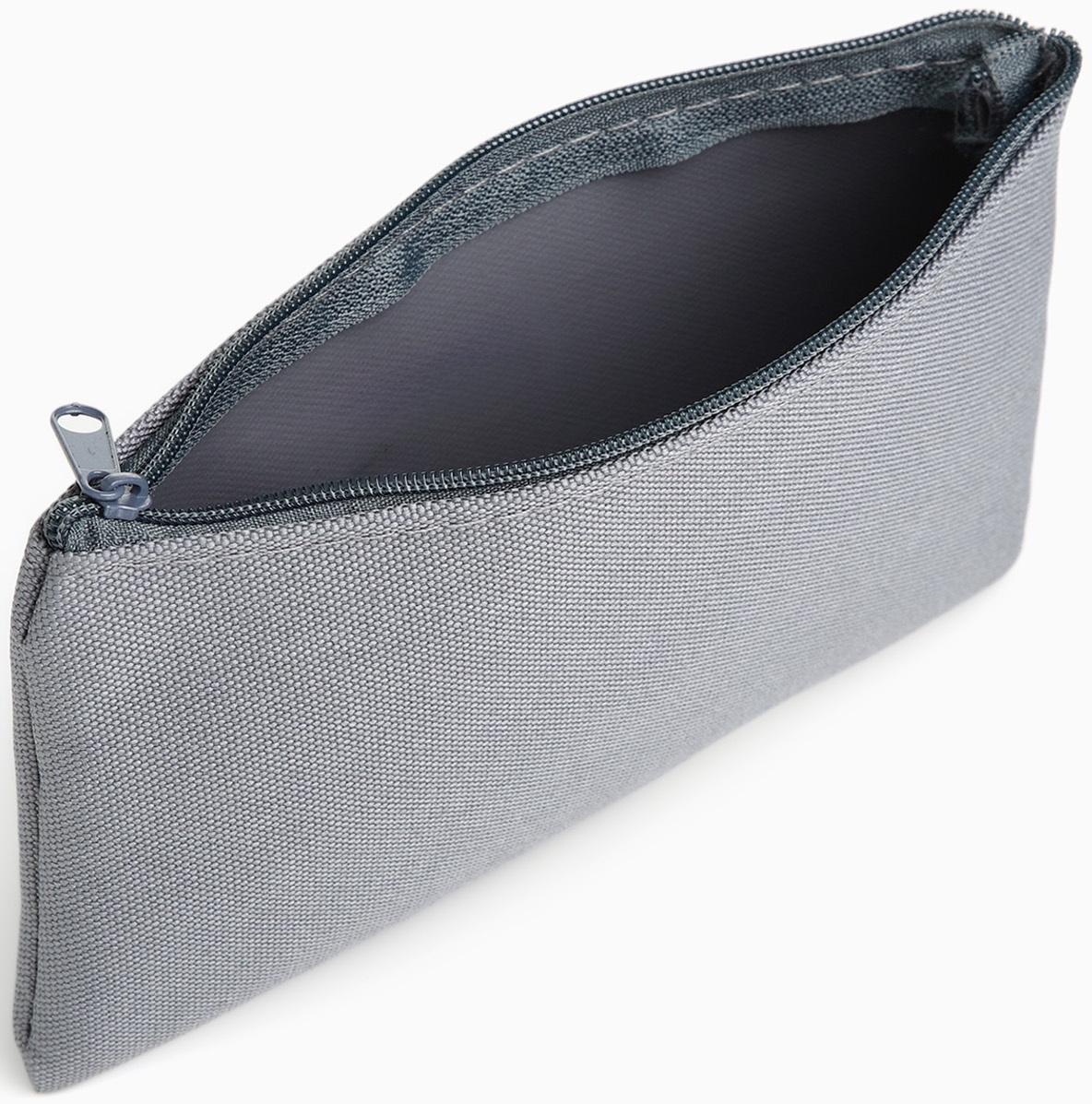 Косметичка-пенал на молнии, плоская, маленькая, серая