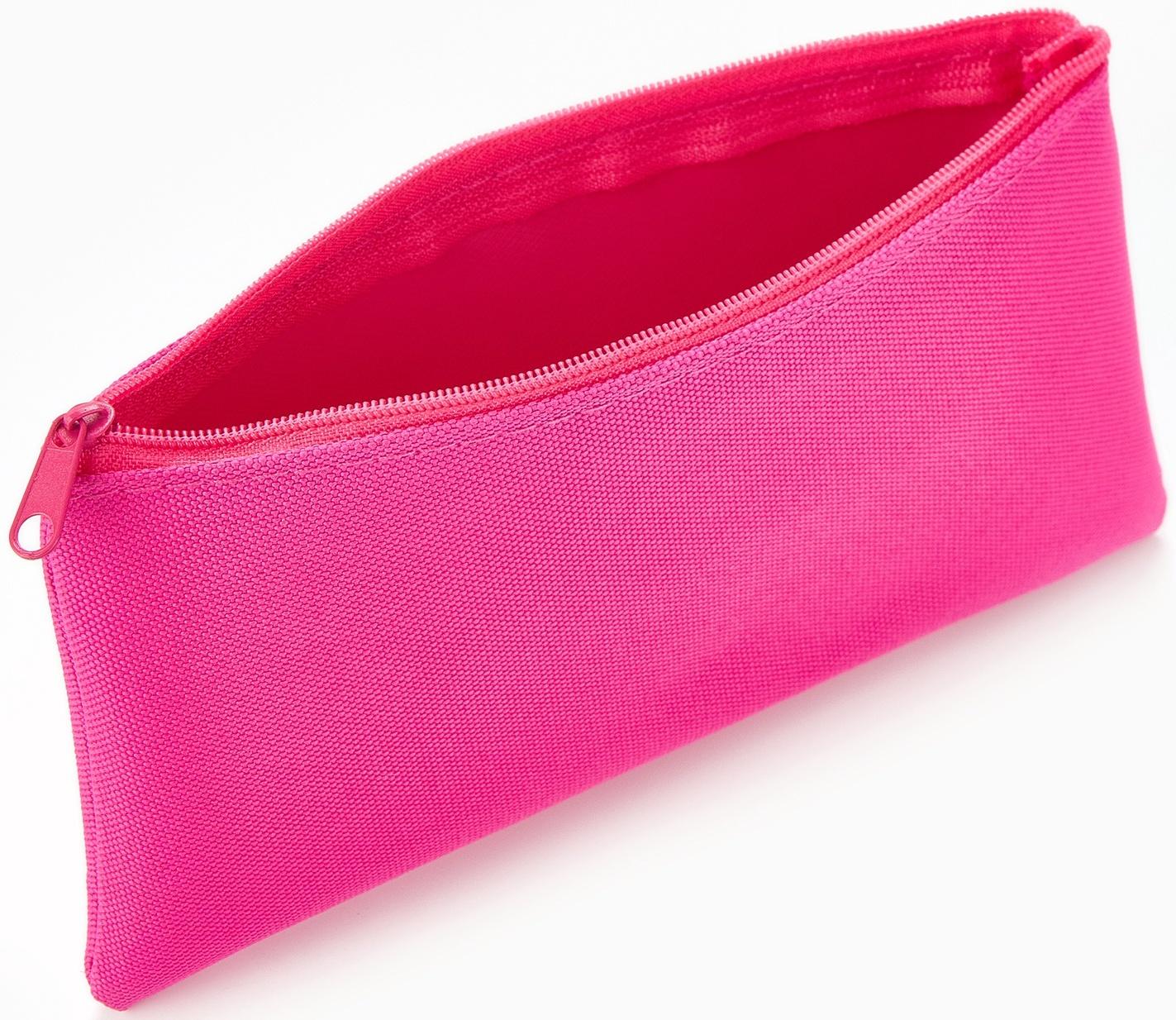 Косметичка-пенал на молнии, плоская, маленькая, малиновая