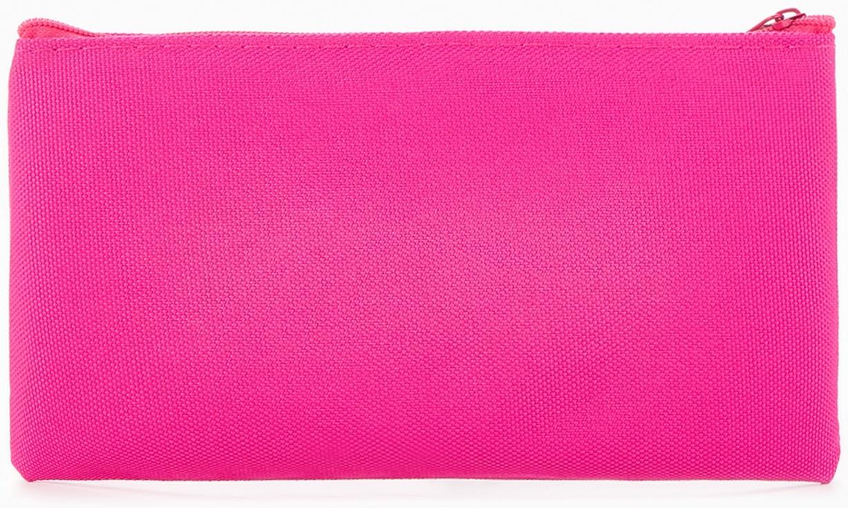 Косметичка-пенал на молнии, плоская, маленькая, малиновая