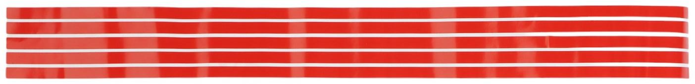 Наклейка для авто, светоотражающая полоска, 40×0,7 см, красный, набор 5 шт