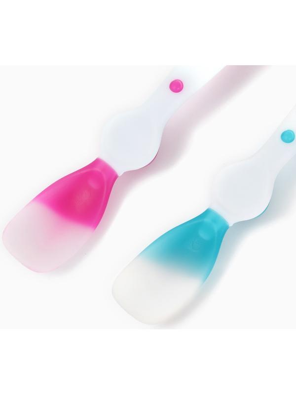 Ложки детские для кормления, термочувствительные, 16,5см.. 2 шт., цвет розовый/бирюзовый