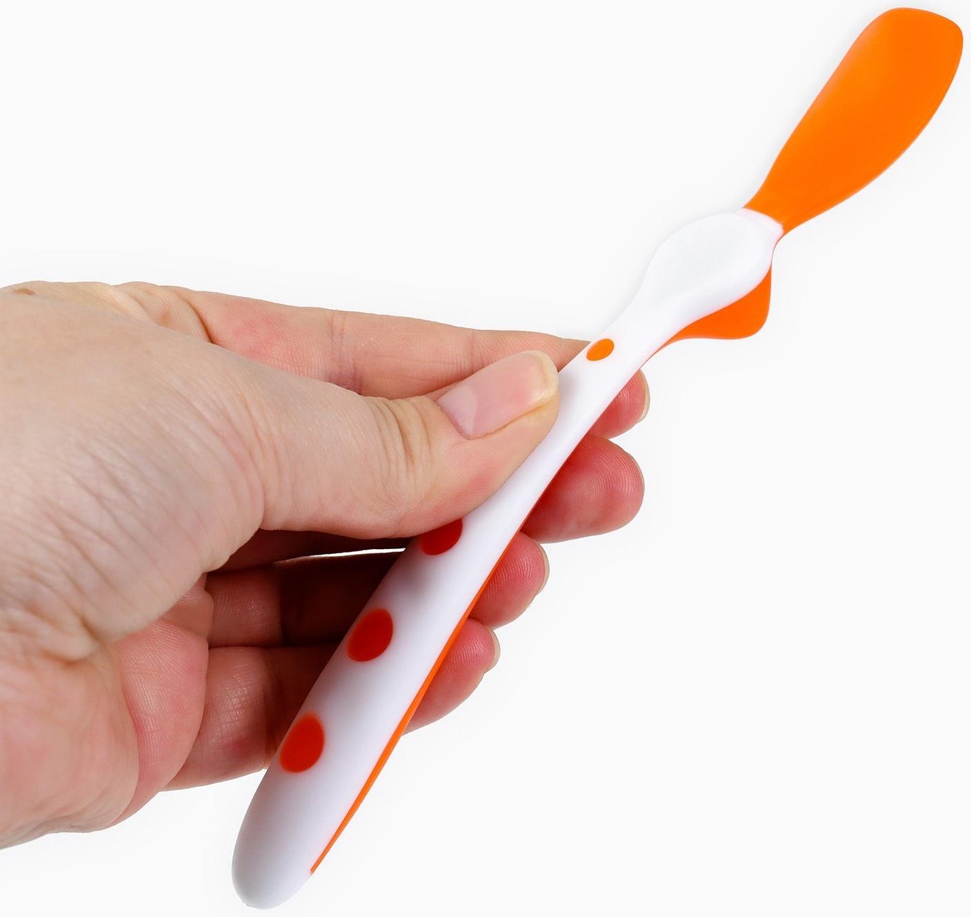 Ложки детские для кормления, термочувствительные, 16,5см., 2 шт., цвет синий/оранжевый