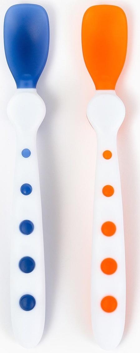 Ложки детские для кормления, термочувствительные, 16,5см., 2 шт., цвет синий/оранжевый