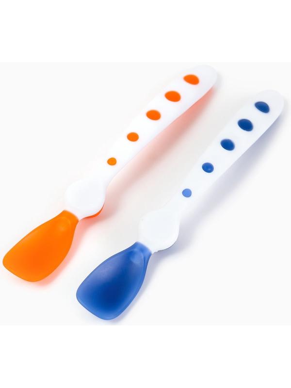 Ложки детские для кормления, термочувствительные, 16,5см., 2 шт., цвет синий/оранжевый