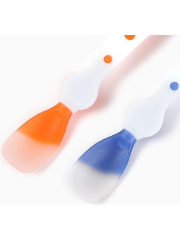 Ложки детские для кормления, термочувствительные, 16,5см., 2 шт., цвет синий/оранжевый
