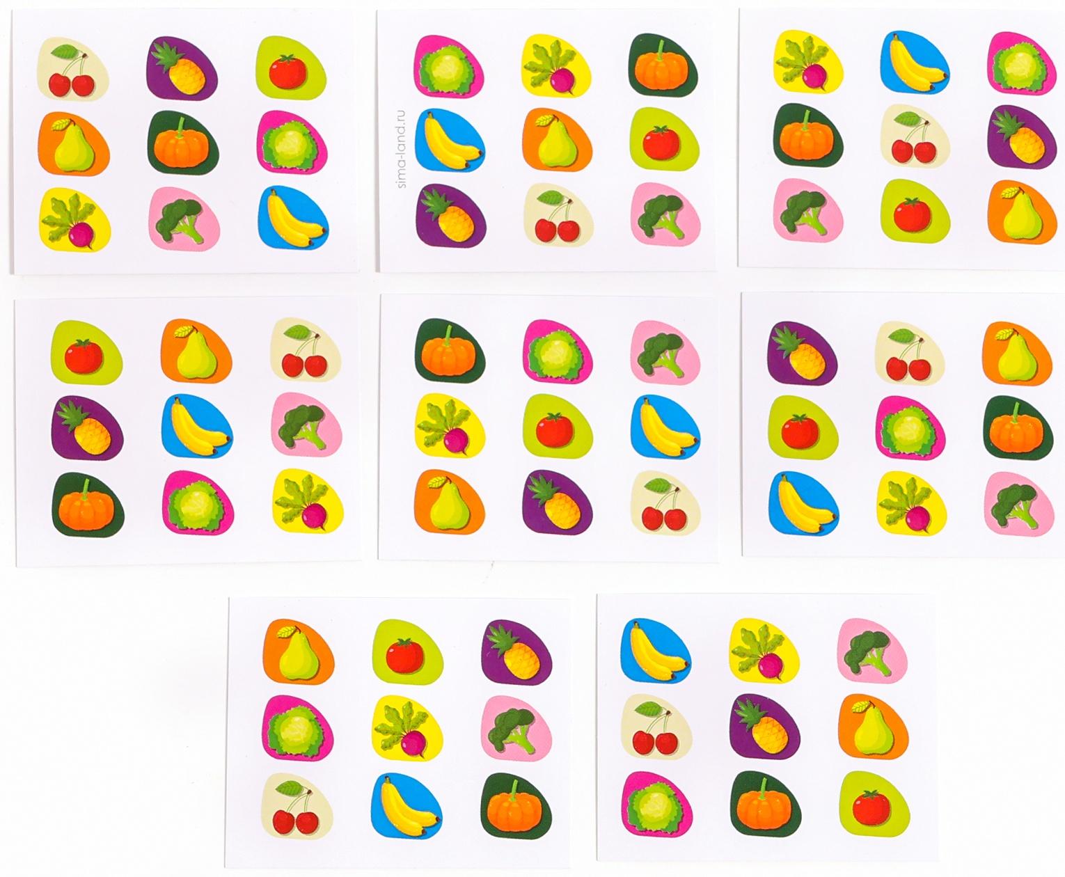 Головоломка деревянная. Повтори по образцу «Овощи и фрукты», развивающие игры для детей