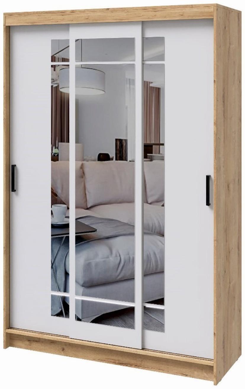 Шкаф-купе «Бруно 4», 1310×2000×500 мм, корпус дуб вотан/белый гладкий