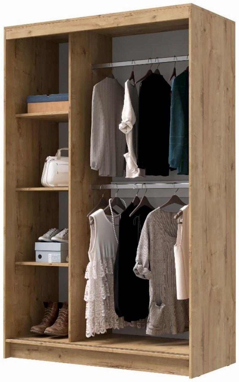 Шкаф-купе «Бруно 4», 1310×2000×500 мм, корпус дуб вотан/белый гладкий