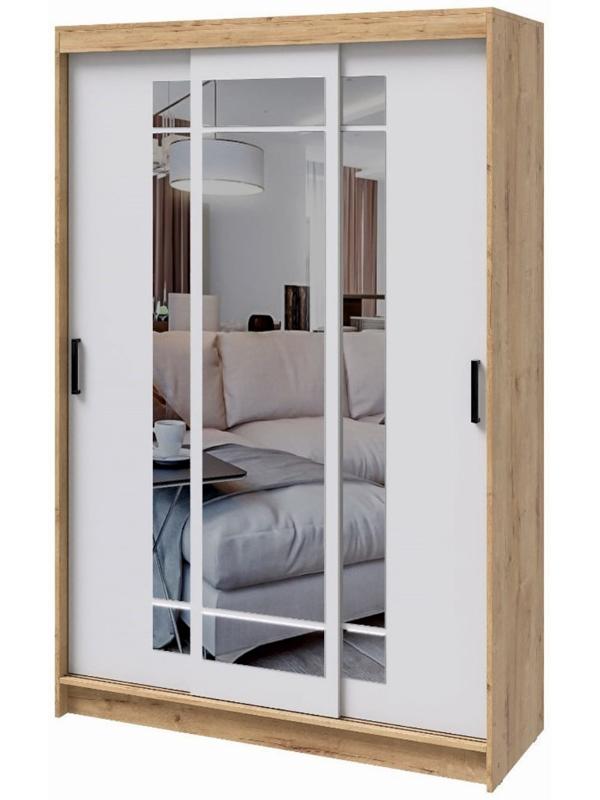 Шкаф-купе «Бруно 4», 1310×2000×500 мм, корпус дуб вотан/белый гладкий