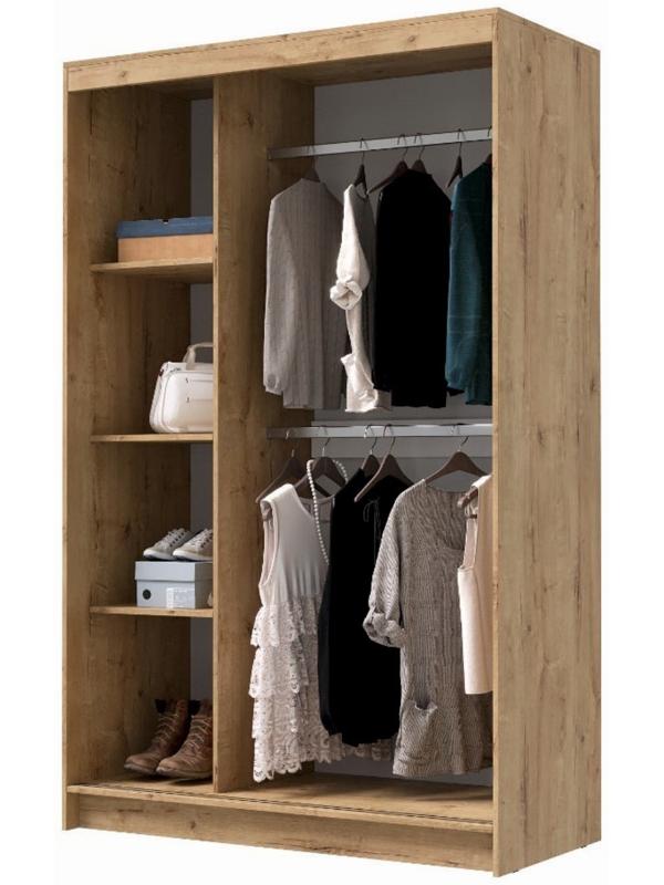 Шкаф-купе «Бруно 4», 1310×2000×500 мм, корпус дуб вотан/белый гладкий