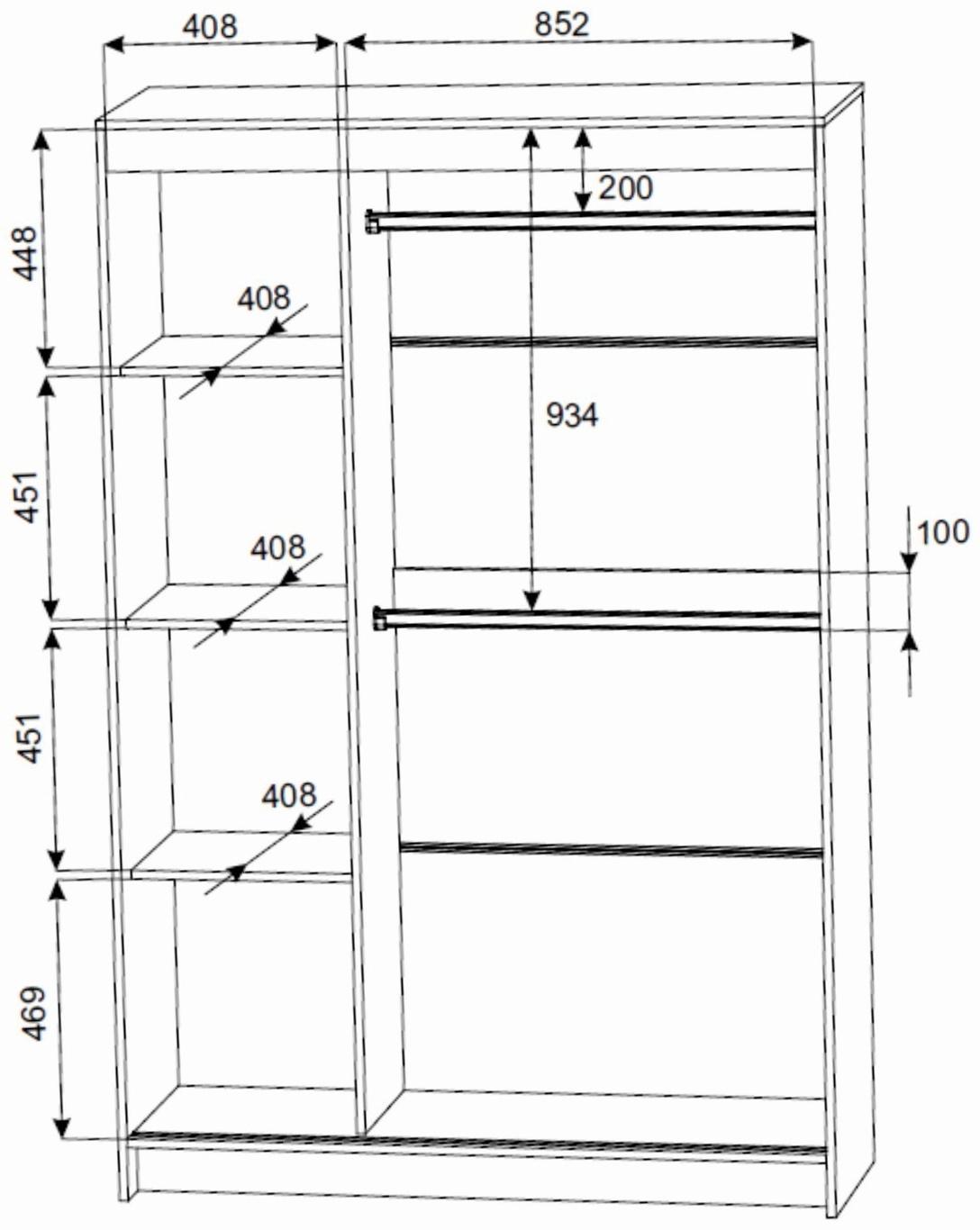 Шкаф-купе «Бруно 1», 1310×2000×500 мм, корпус белый гладкий/белый гладкий