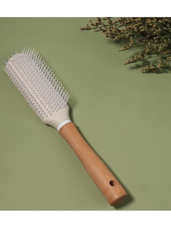 Расчёска массажная, 24 × 5 см, цвет «светлое дерево»