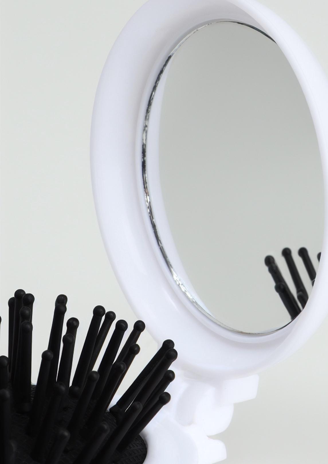 Расчёска массажная «Коты», складная, с зеркалом, 6,5 × 2,5 см, цвет белый