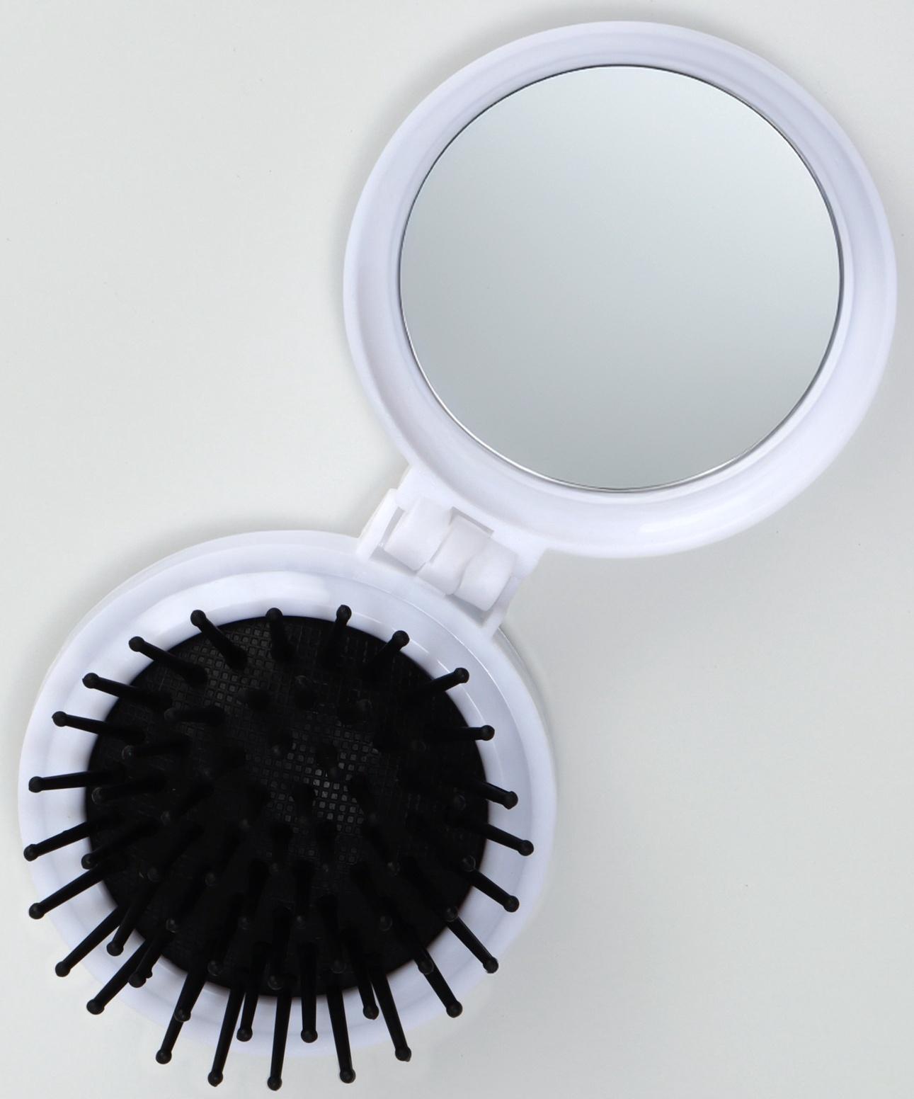 Расчёска массажная «Коты», складная, с зеркалом, 6,5 × 2,5 см, цвет белый