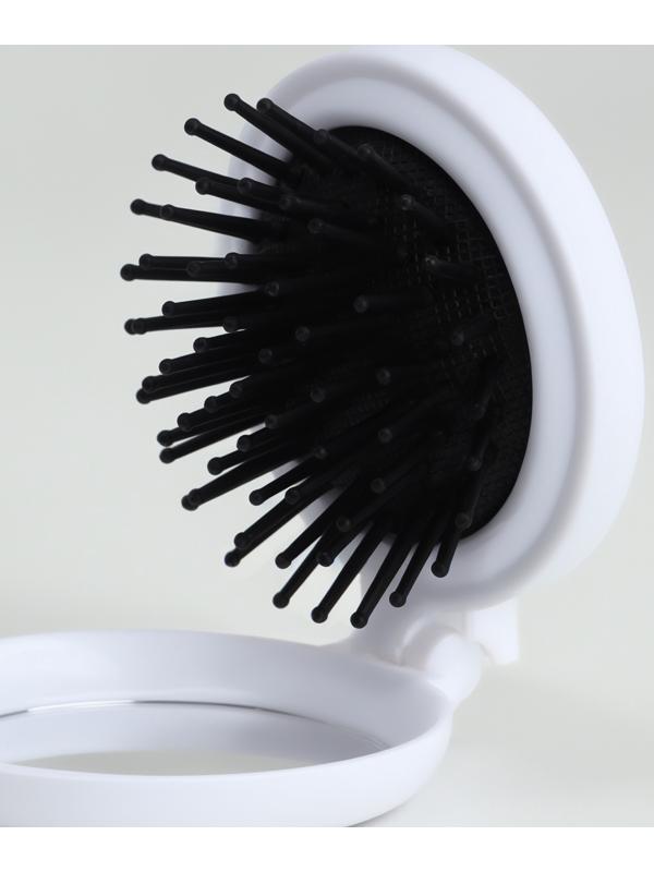 Расчёска массажная «Коты», складная, с зеркалом, 6,5 × 2,5 см, цвет белый