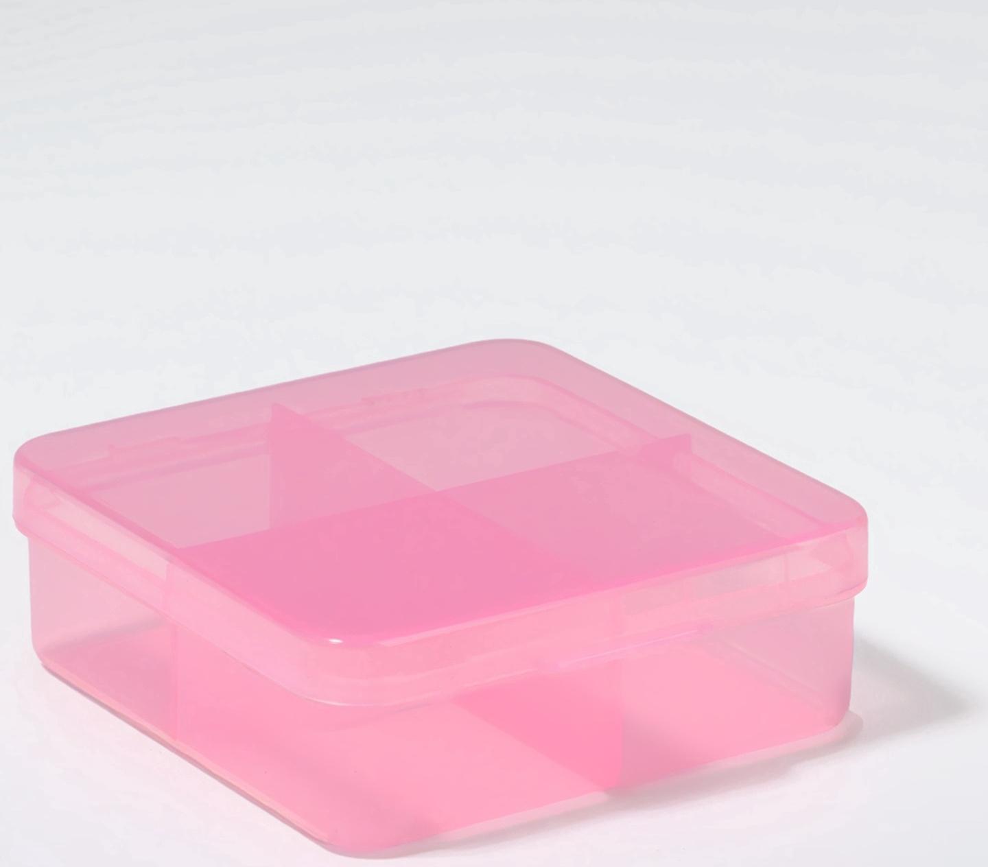 Таблетница, 6,5 × 6,5 × 2,5 см, 4 секции, цвет розовый