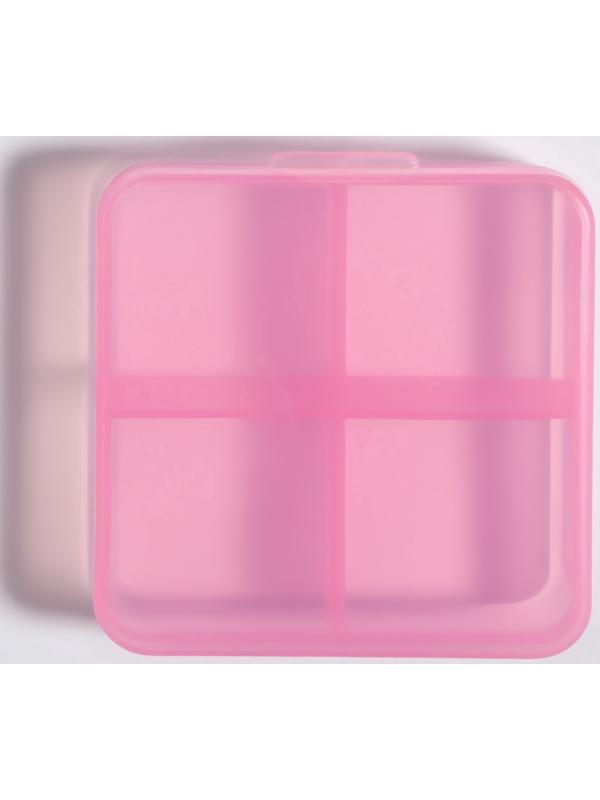 Таблетница, 6,5 × 6,5 × 2,5 см, 4 секции, цвет розовый