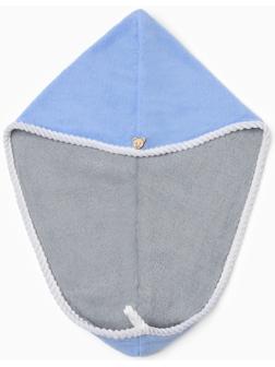 Чалма для сушки волос Этель, цв. голубой/серый, 25*60 см, 100% п/э