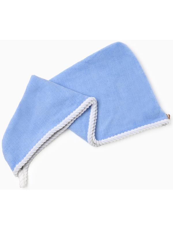 Чалма для сушки волос Этель, цв. голубой/серый, 25*60 см, 100% п/э