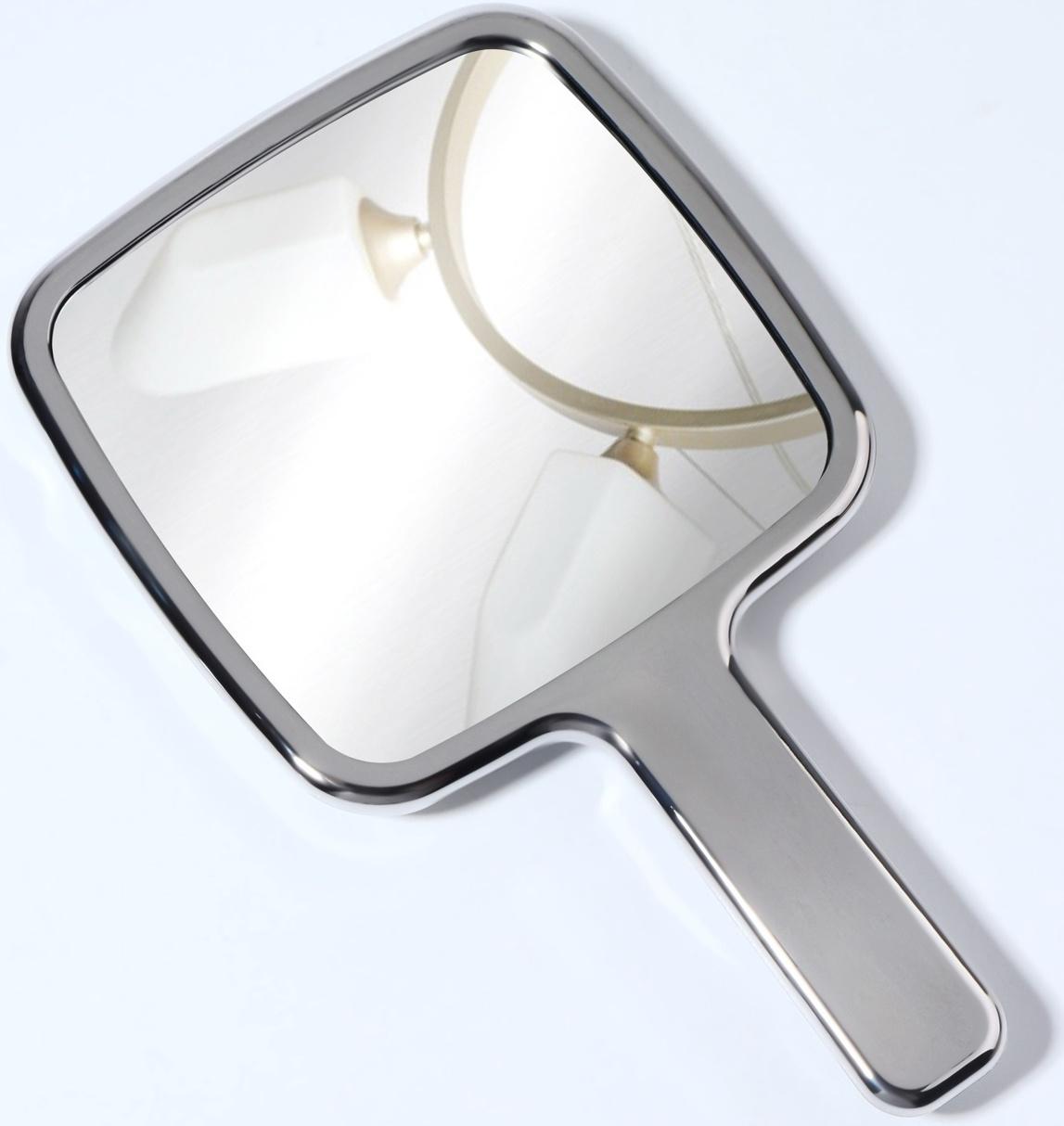 Зеркало с ручкой, зеркальная поверхность 8,5 × 8,5 см, цвет серебристый