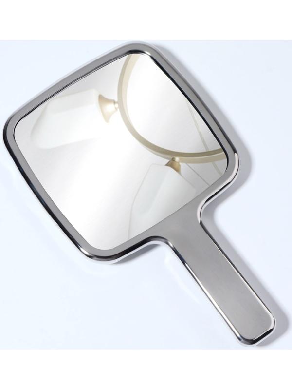 Зеркало с ручкой, зеркальная поверхность 8,5 × 8,5 см, цвет серебристый