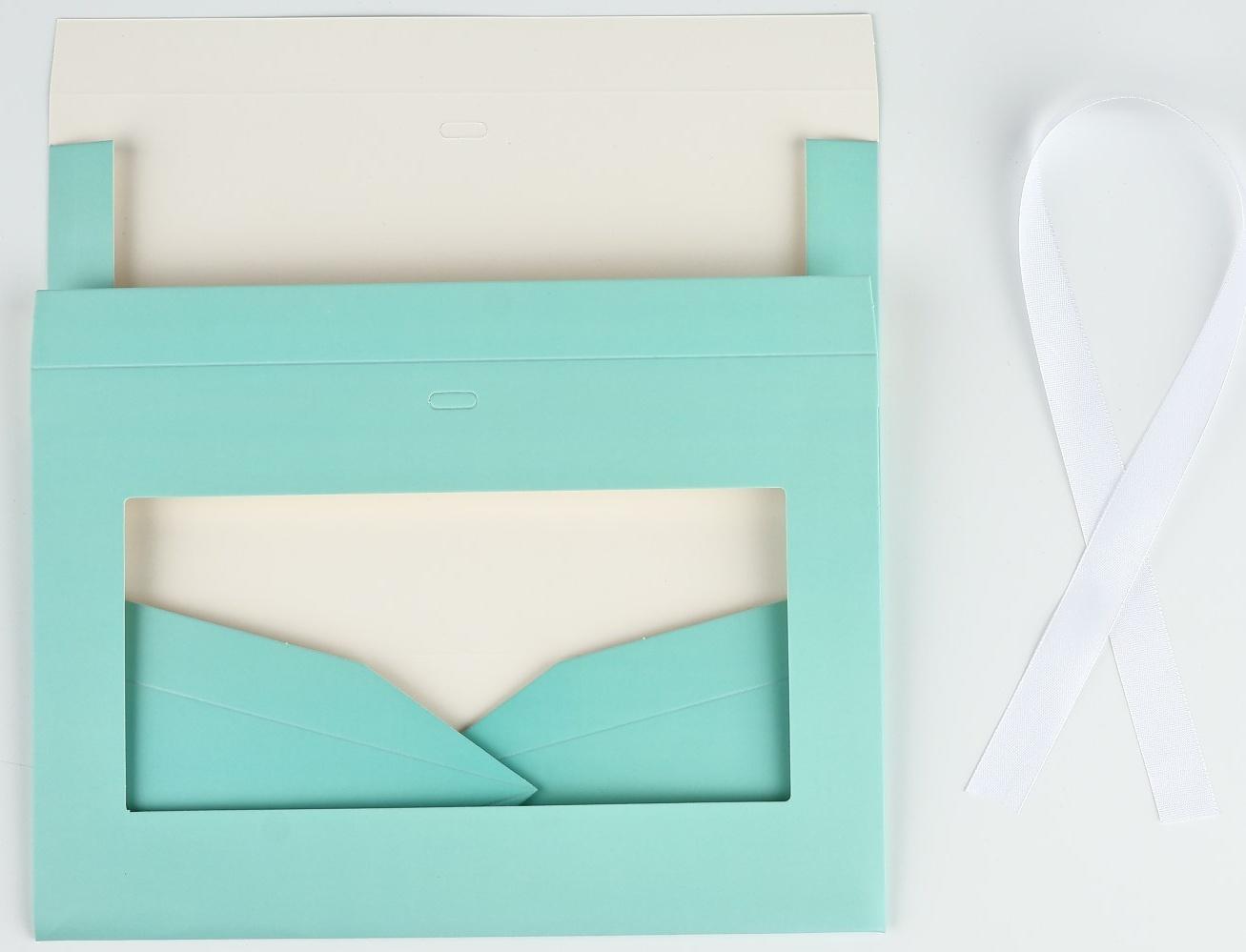 Складная коробка для цветов с окном Present, тиффани, 16 х 27 х 9 см