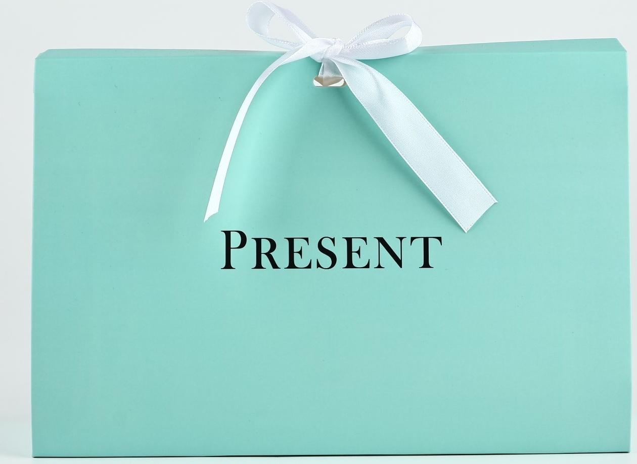 Складная коробка для цветов с окном Present, тиффани, 16 х 27 х 9 см