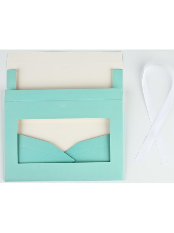 Складная коробка для цветов с окном Present, тиффани, 16 х 27 х 9 см