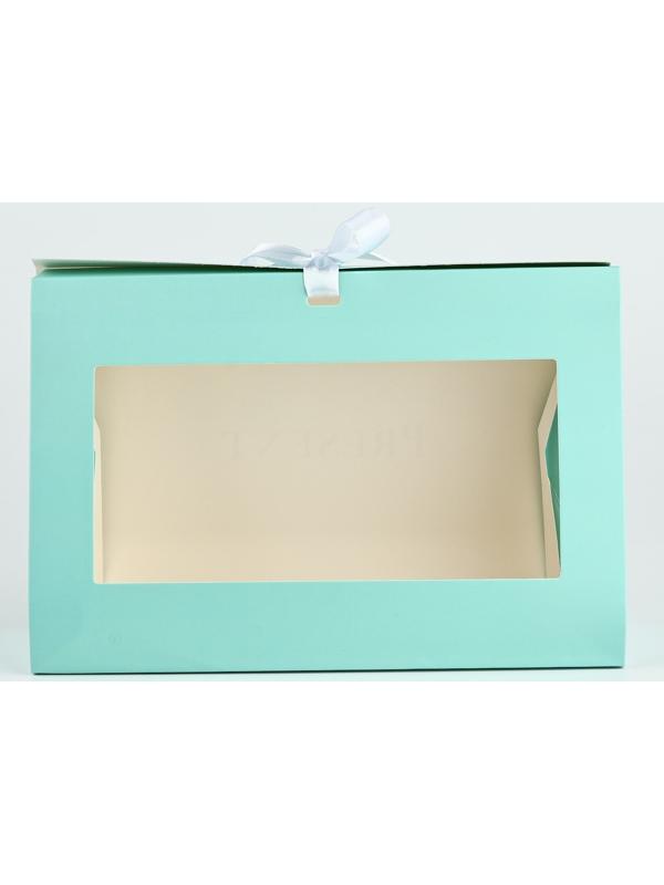 Складная коробка для цветов с окном Present, тиффани, 16 х 27 х 9 см