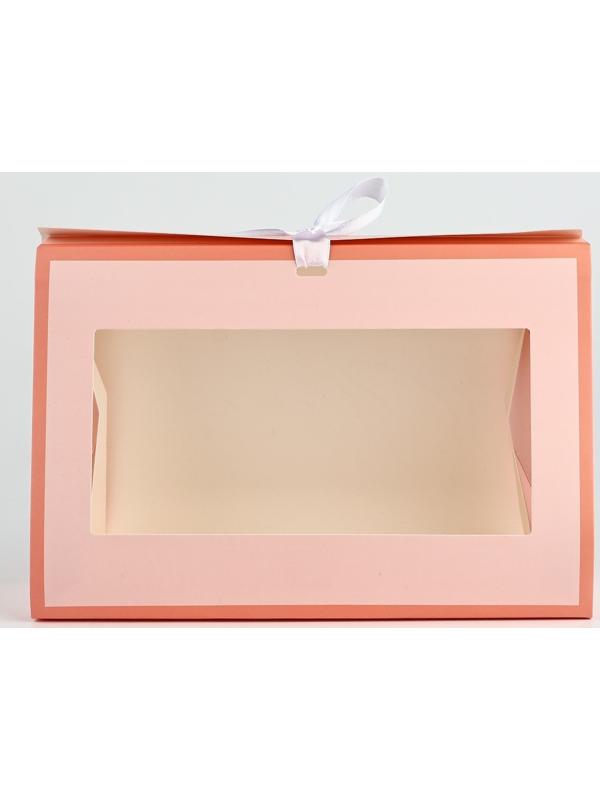 Складная коробка для цветов с окном «Цвети от счастья», персиковая, 16 х 27 х 9 см