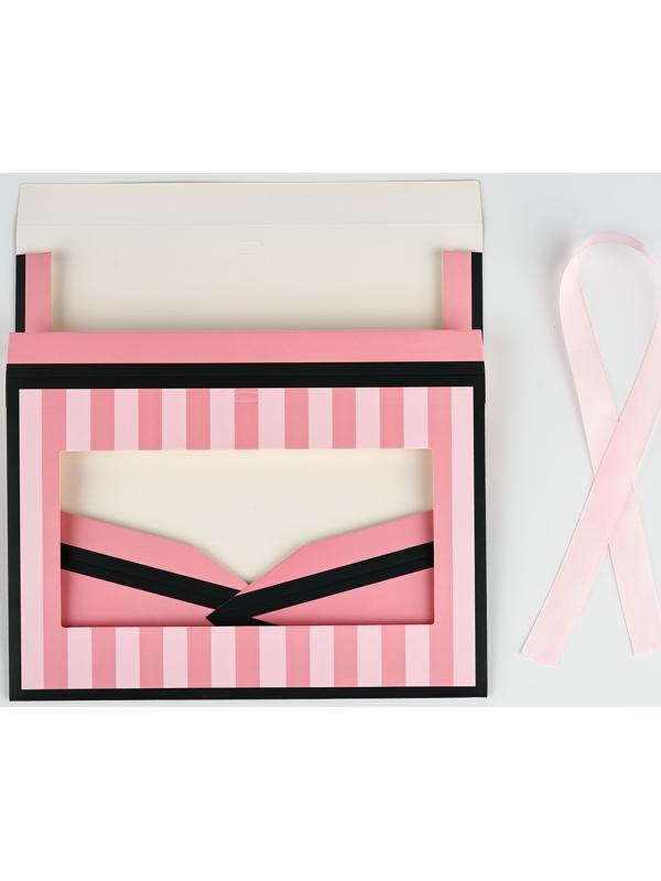 Складная коробка для цветов с окном «Спасибо, что ты есть», розовая, 16 х 27 х 9 см