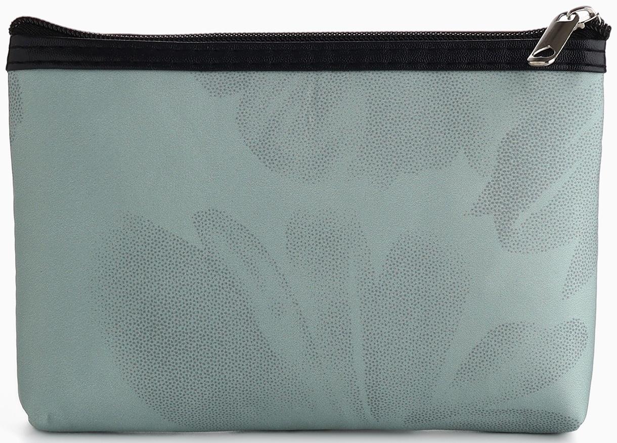 Косметичка на молнии плоская, с принтом «Ромашки», зелёная