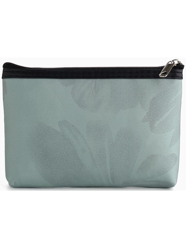 Косметичка на молнии плоская, с принтом «Ромашки», зелёная