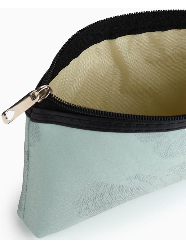 Косметичка на молнии плоская, с принтом «Ромашки», зелёная