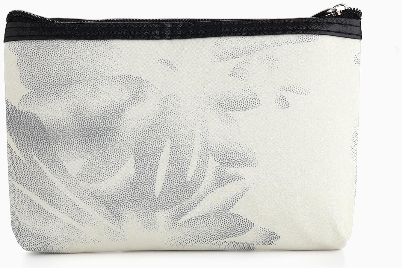 Косметичка на молнии плоская, с принтом «Ромашки», белая