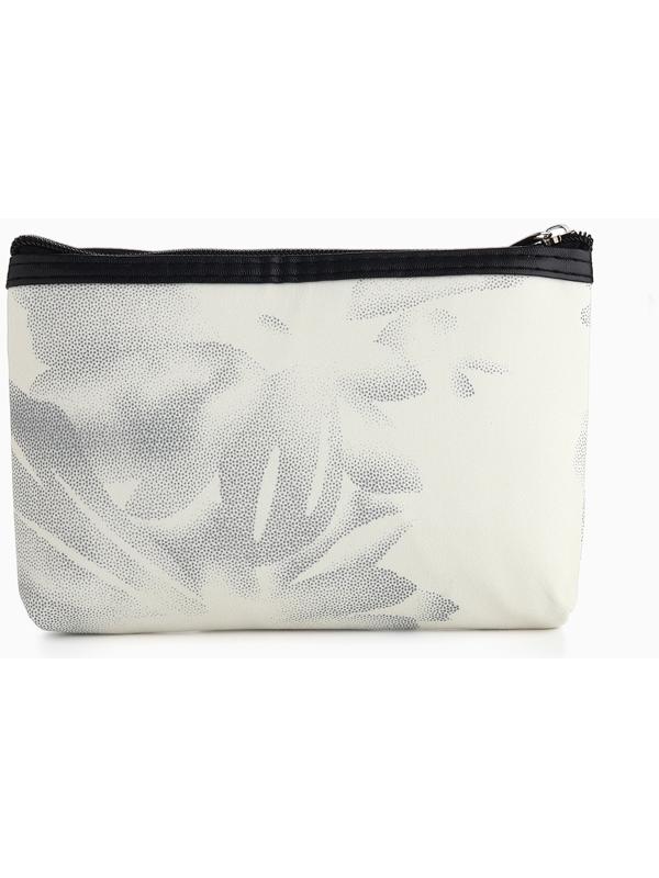 Косметичка на молнии плоская, с принтом «Ромашки», белая