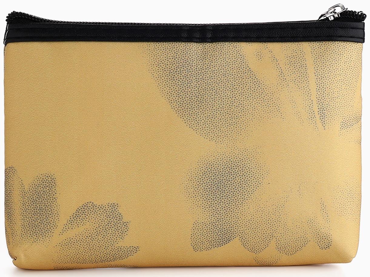 Косметичка на молнии плоская, с принтом «Ромашки», жёлтая