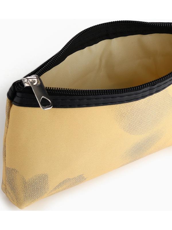 Косметичка на молнии плоская, с принтом «Ромашки», жёлтая