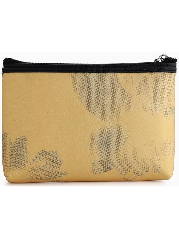 Косметичка на молнии плоская, с принтом «Ромашки», жёлтая