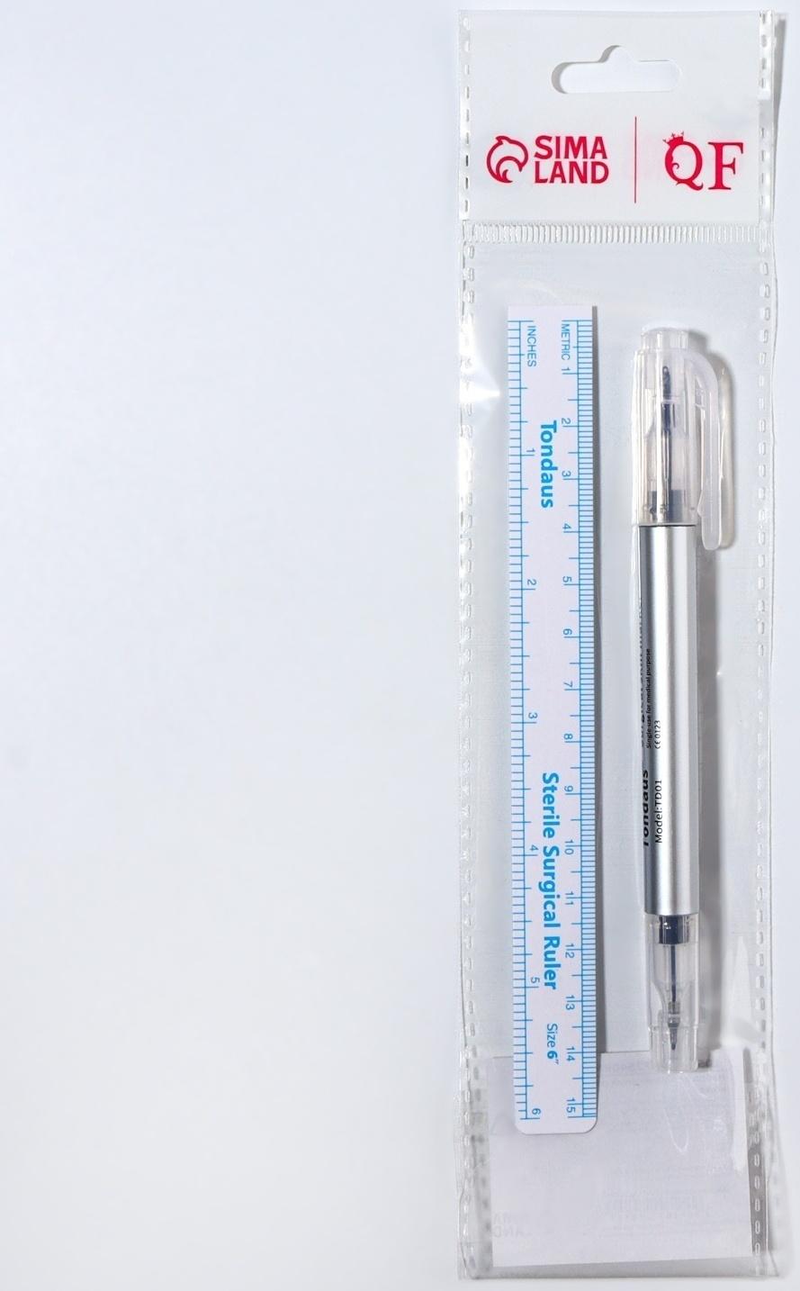 Набор для разметки кожи, 2 предмета: фломастер и линейка