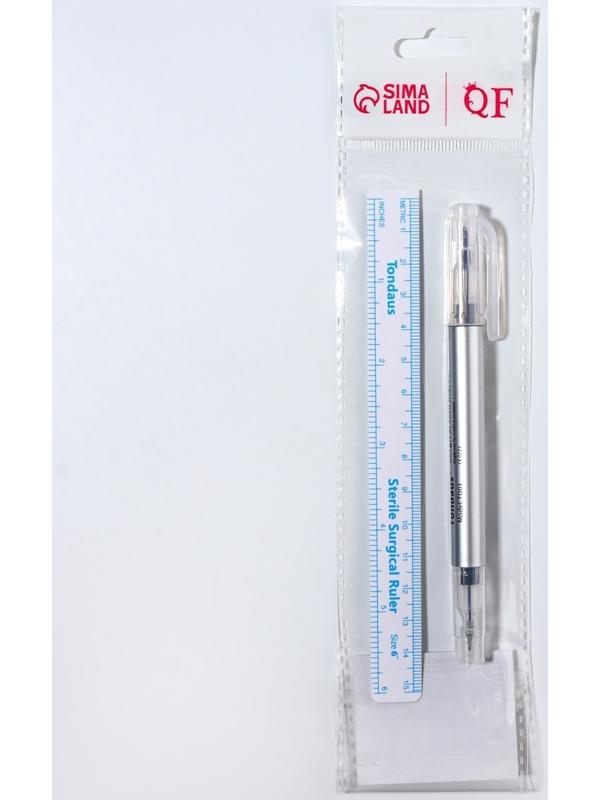 Набор для разметки кожи, 2 предмета: фломастер и линейка