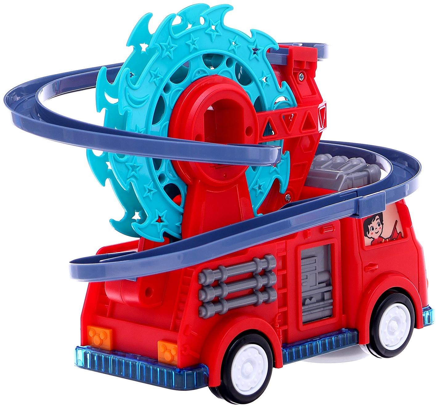 Пожарная машина «Супер отряд», автотрек, 3 утёнка, световые и звуковые эффекты, работает от батареек