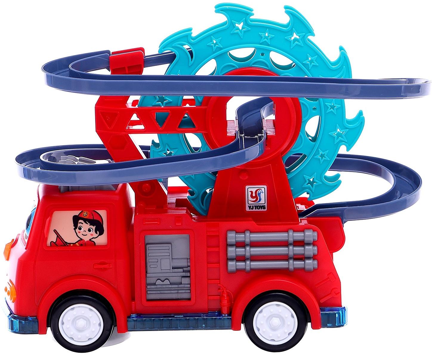 Пожарная машина «Супер отряд», автотрек, 3 утёнка, световые и звуковые эффекты, работает от батареек