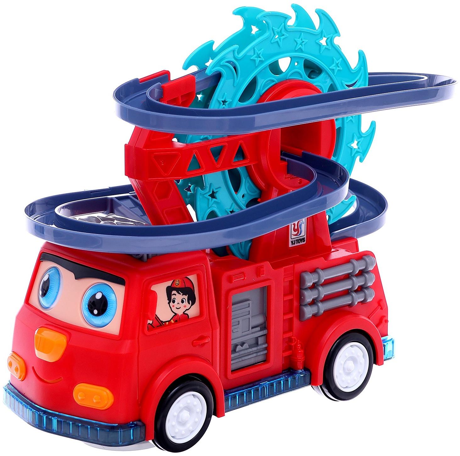 Пожарная машина «Супер отряд», автотрек, 3 утёнка, световые и звуковые эффекты, работает от батареек