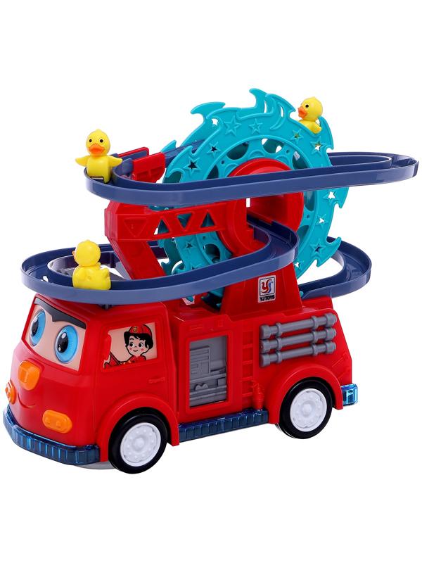 Пожарная машина «Супер отряд», автотрек, 3 утёнка, световые и звуковые эффекты, работает от батареек