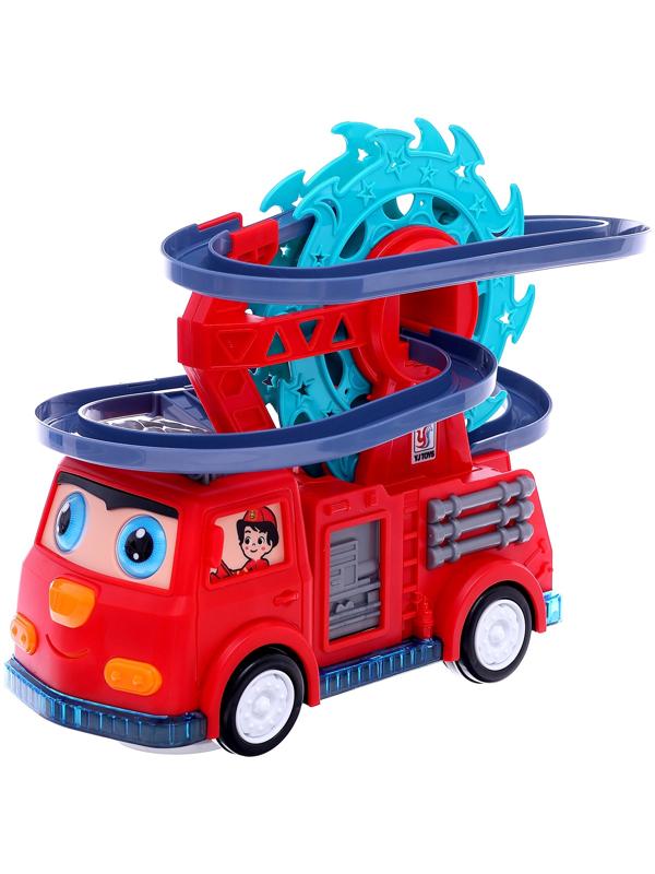 Пожарная машина «Супер отряд», автотрек, 3 утёнка, световые и звуковые эффекты, работает от батареек