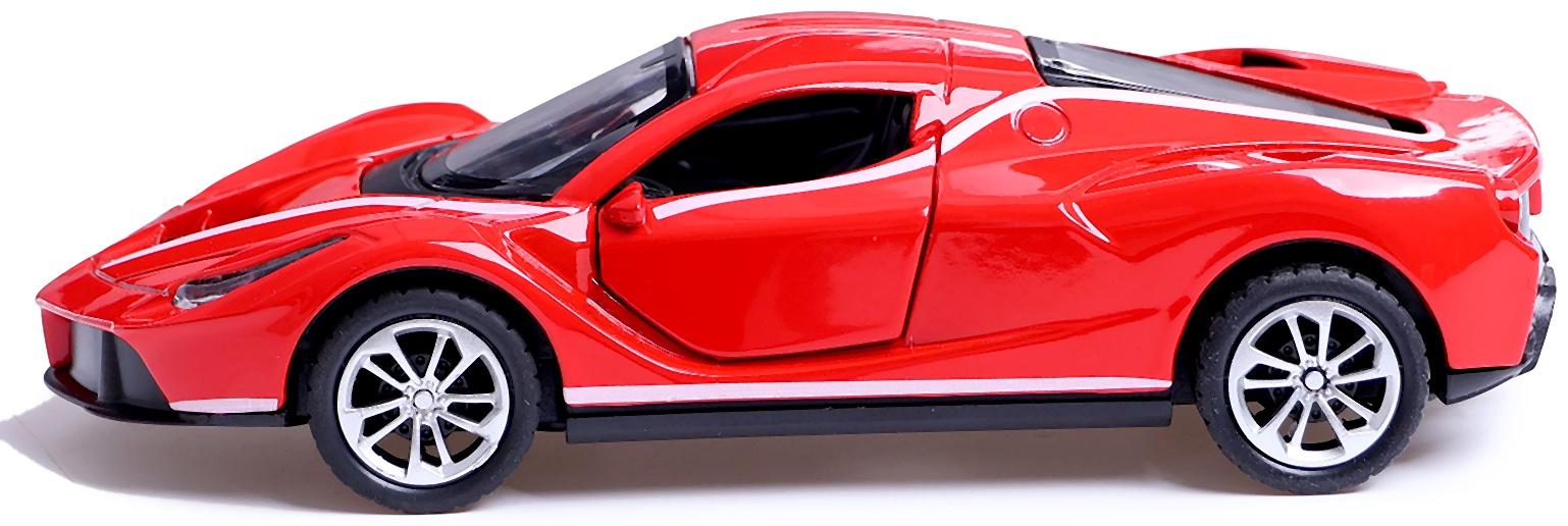 Машинка металлическая «Купе», 1:28, световые и звуковые эффекты, открываются двери, цвет красный